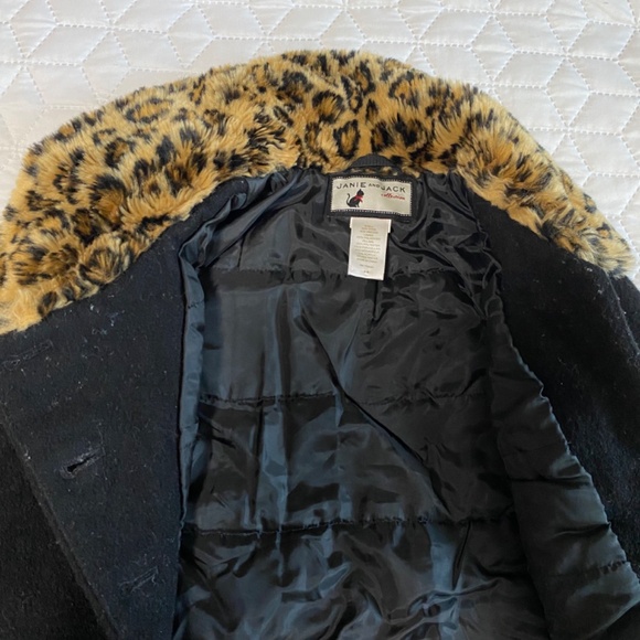 Janie and Jack Collection Pea Coat Fux fur leopard collar SIZE 4/5T - Picture 8 of 10